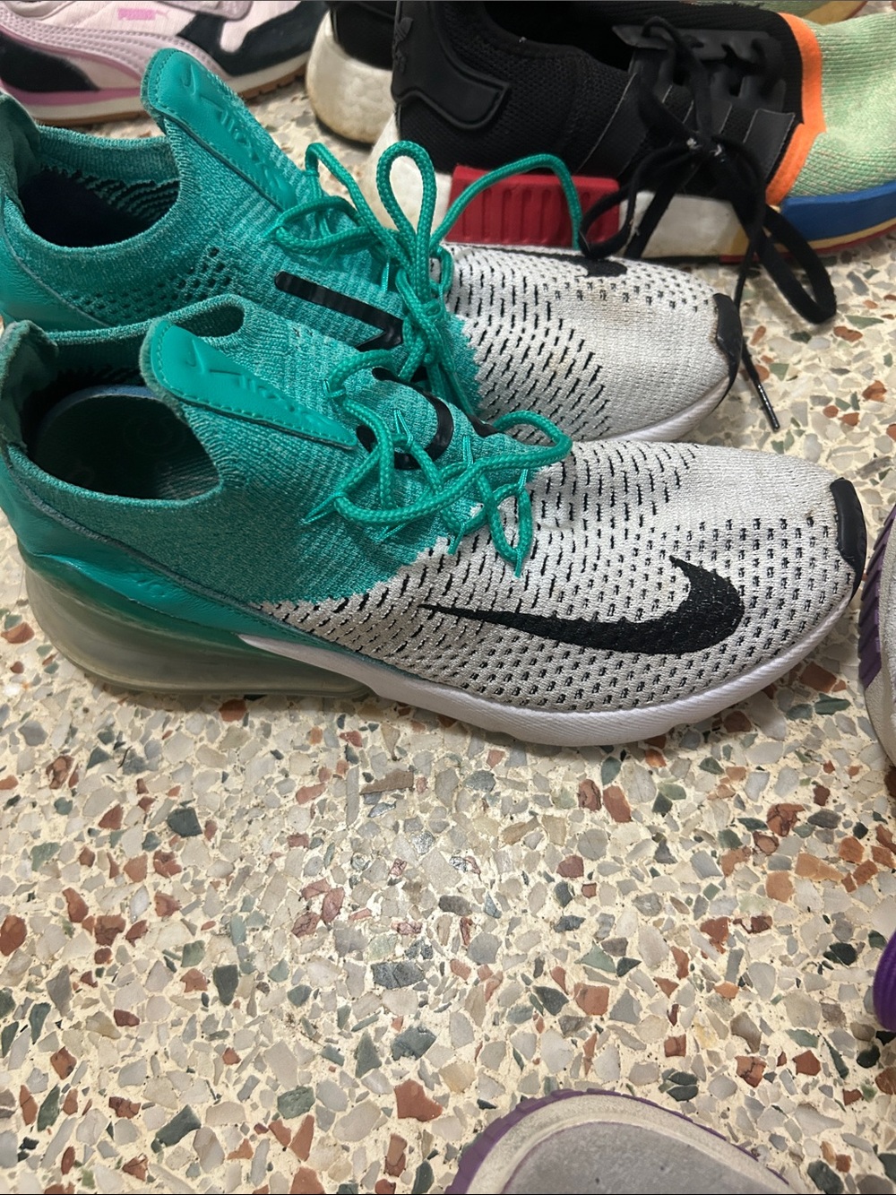 Bundle Flyknit Sneakers in Teal and White
